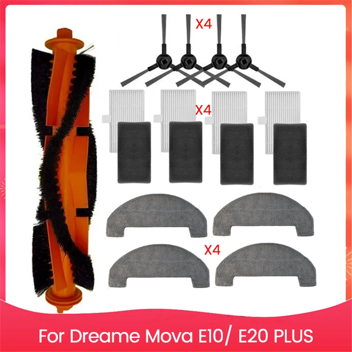 

Replacement Spare Part for E10/ E20 PLUS Vacuum Cleaner Accessories Main Side Brush HEPA Filter Mop Pad