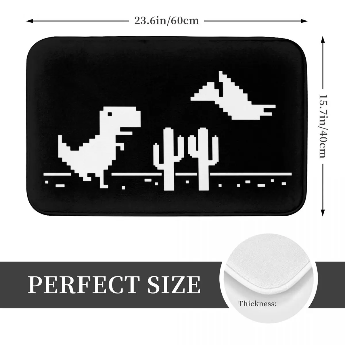 Google Offline Dinosaur Game T-Rex Dino Runner Non-slip Doormat Floor Mat Carpet Rug for Kitchen Entrance Bedroom Footpad Mats