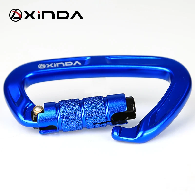 Xinda escalada mosquetão 25kn segurança d-forma fivela bloqueio automático primavera-carregado portão mosquetão de alumínio kits ao ar livre