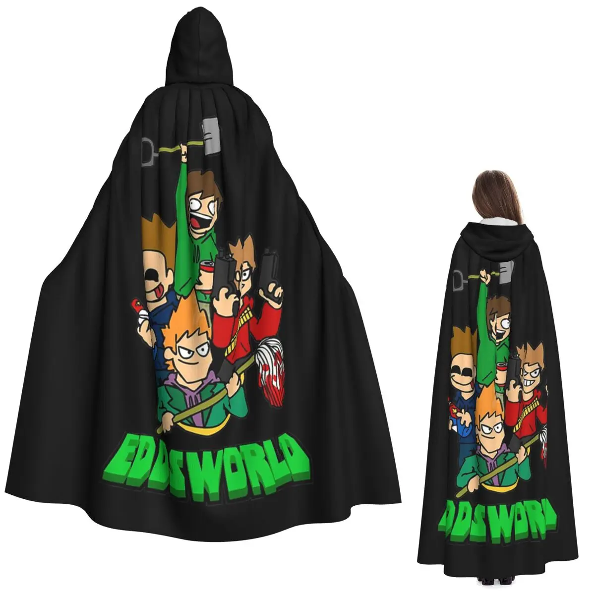 

Eddsworld Long Hooded Cloak Witch Medieval Costume Cosplay Cape HalloweenVampire Adult Unisex
