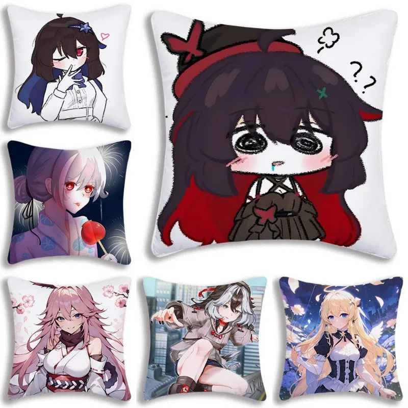 Anime Honkai Impact 3 Kawaii Pillow Covers Cartoon Sofa Decorative Home Printing  Cute Cushion Cover