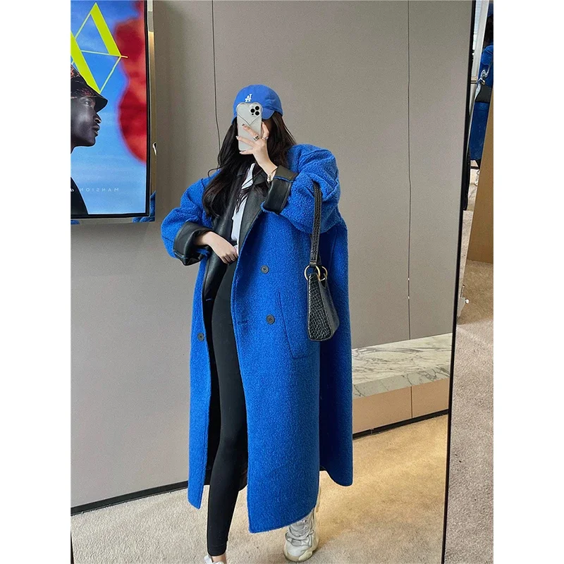 Leather Jackets Women Lamb Wool Coats Streetwear Fluffy Faux Fur Coat Furry Plus Size Outerwear Winter Warm Overcoat V1549