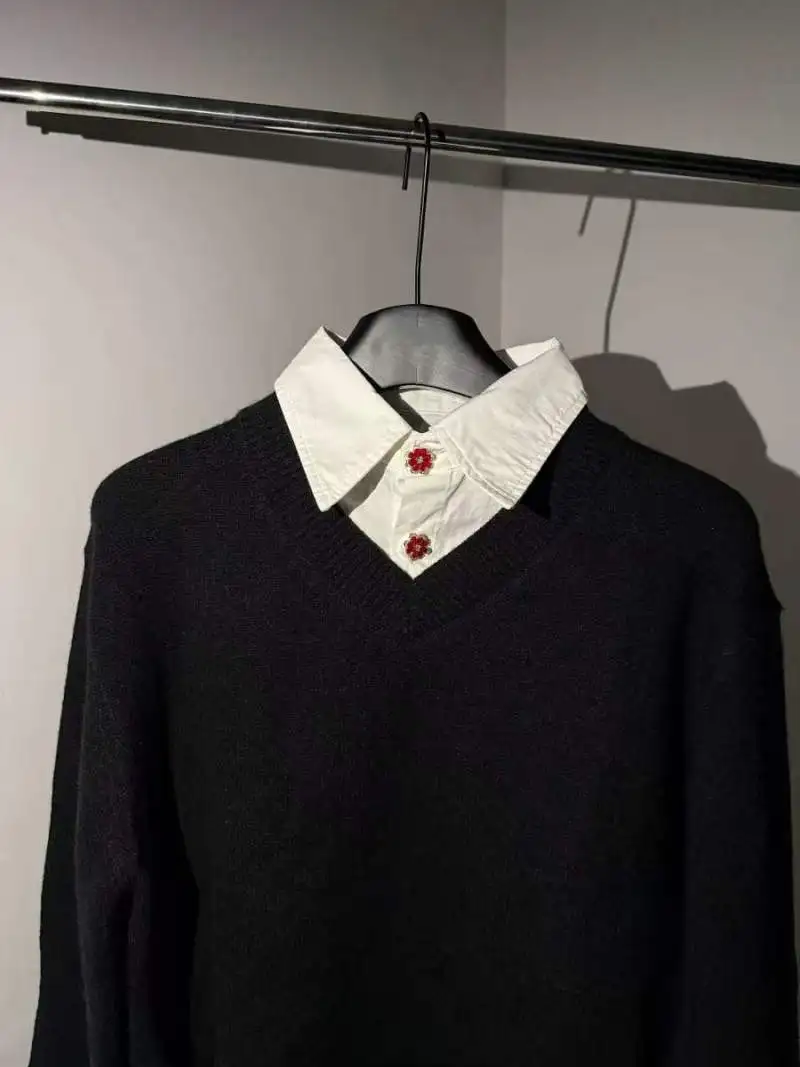 سترة تريكو عالية nce V-Ne Sle للرجال للخريف والشتاء كاجوال فضفاضة تناسب ألياف البوليستر الناعمة سترة طويلة Sve