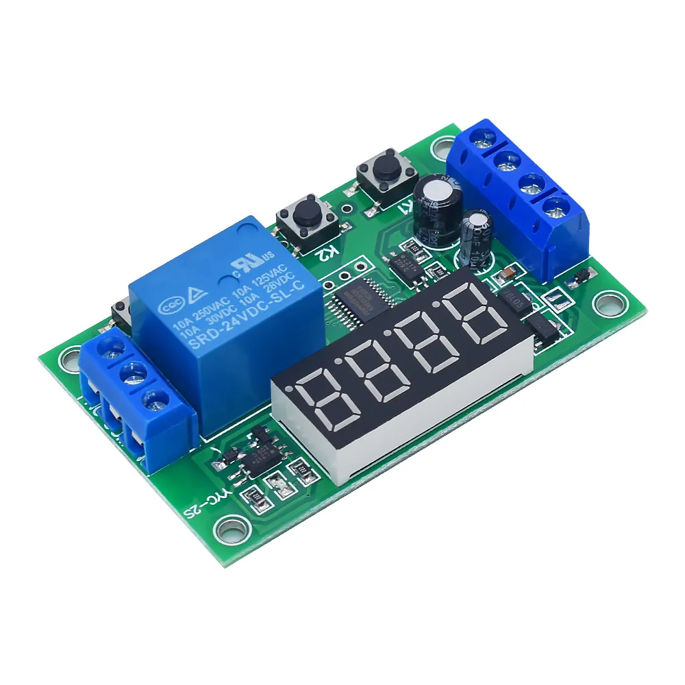 YYC-2S จอแสดงผล LED ปรับโปรแกรมหน่วงเวลาโมดูลรีเลย์ 5V12V24V เวลาคงที่ decoupling PULSE CYCLE Power off Trigger