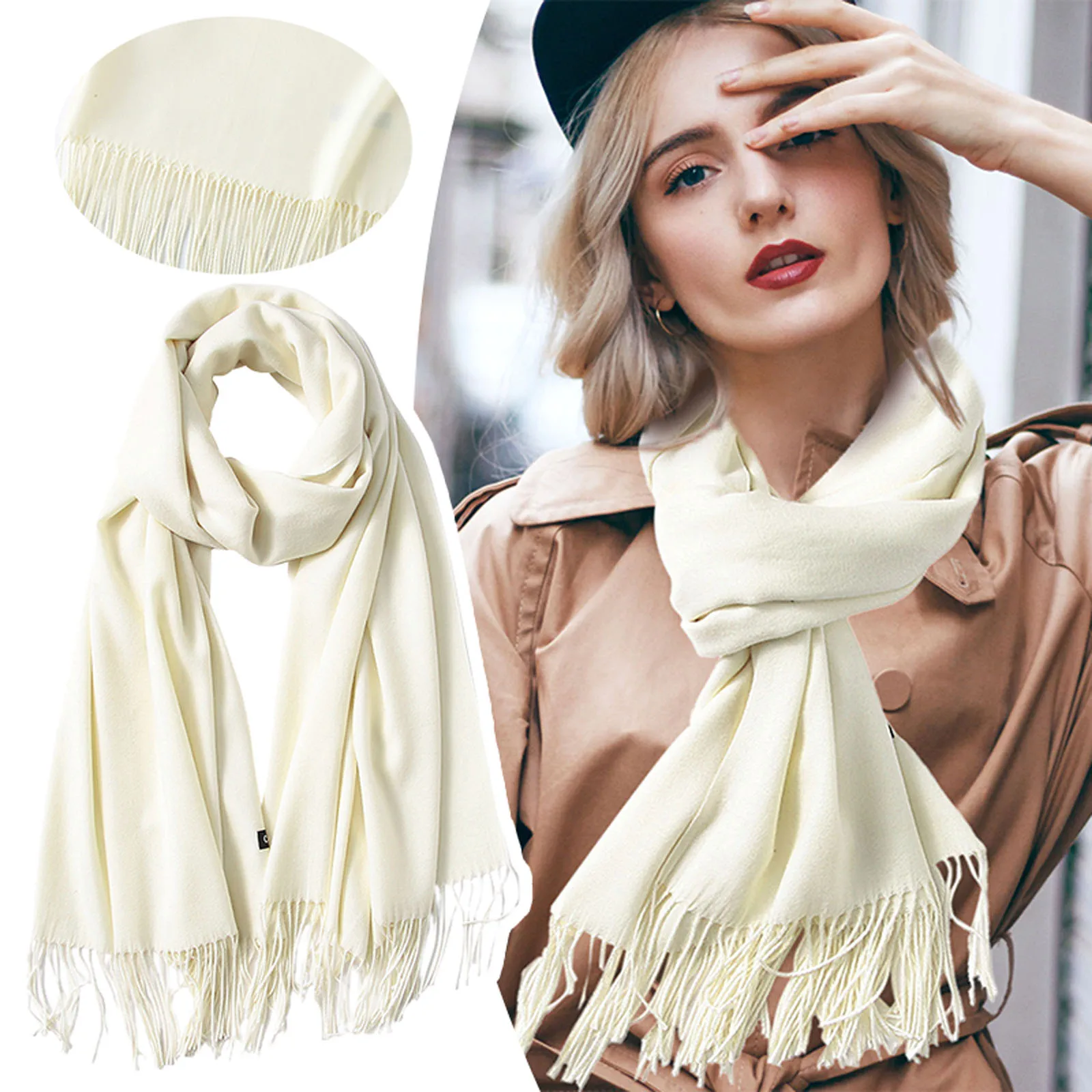 Women's Shawl Bib Gift Long White Scarf Scarf Gloves Set Gloves Scarf Set for Girls Hat Gloves Scarf Set Women Scarf Hat Set