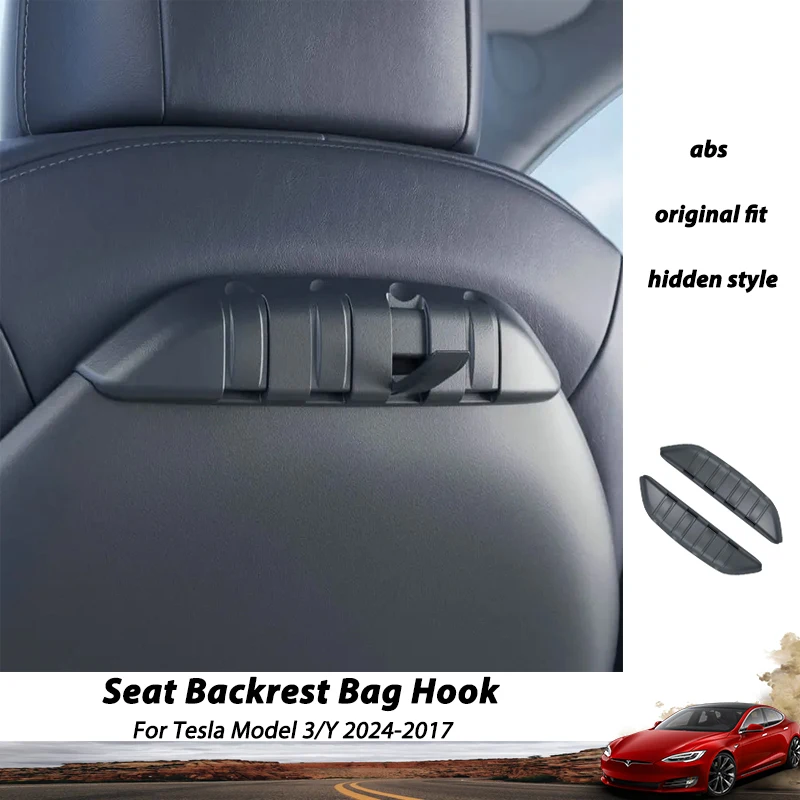 2023 For Tesla Model Y Rear Seat Back Hook 2pcs For Model 3 2024 ABS Seat Back Hanger Bag Hook 2022 Auto Interior Accessories