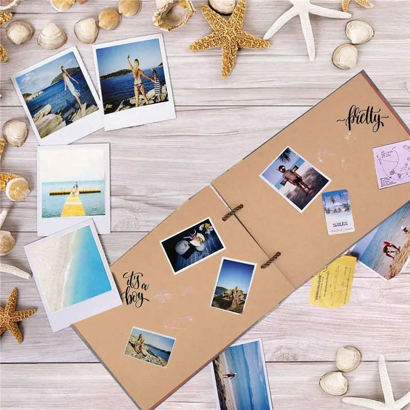 ABGE-2X Handmade DIY Album Paste Vintage Tether Album My Adventure Book Up Family Scrapbook Photo Album