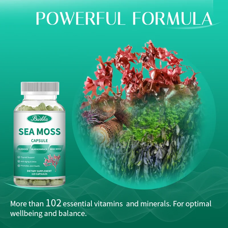 Original Sea moss Hair Capsules Immunity Skin Bone Joints Health Omega 3 Diearyt Supplement Protein Hormone Balance Fitness