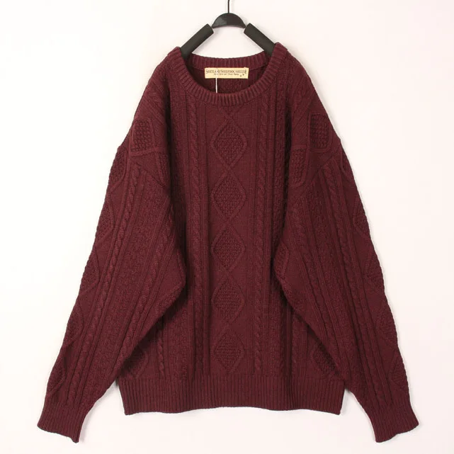 

Vintage Autumn Winter Hand Knitted Wool Sweater Women's Open Cardigan Bean Hollow out Design Warm Cozy Long Sve round Ne