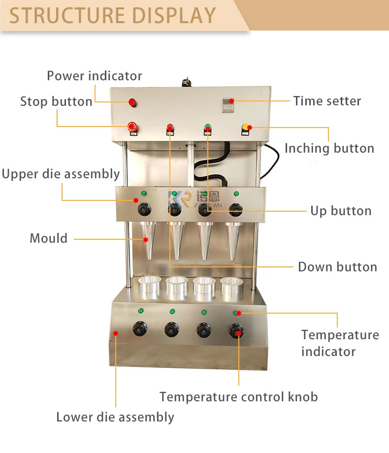 Автоматическая машина для производства конусов для пиццы, коммерческая витрина для пищевых закусок, линия по производству печи для конусов для пиццы, оборудование для хлебобулочных изделий