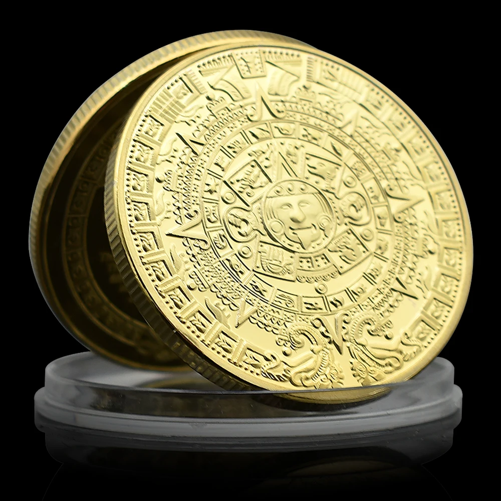 2012 The Prophecy of The Mayan Long Count Calender Commemorative Coin Gold Plated Coin Maya Civilization Pyramid Metal Medal