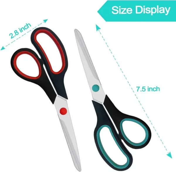 

Scissors, 2 Pack 7.5 inch Scissfor Office and Home, Scissor All Purpose for School Fabric Craft Supplies Use