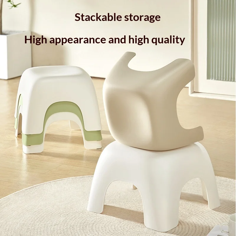 Home Use Thickened Plastic Small Stool for Living Room Bathroom Shoe Changing Low Stool - Bathtime Essential
