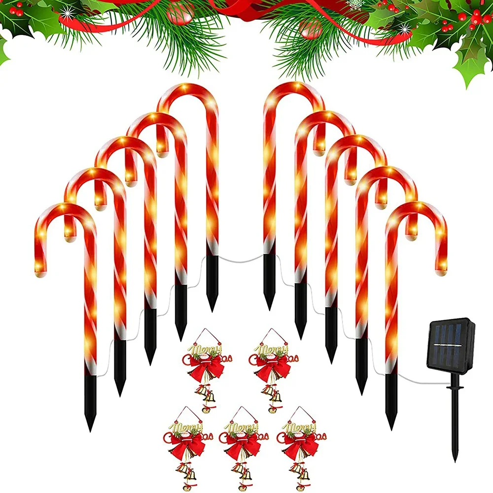 

5 in 1 Solar Christmas Candy Cane Lights Lawn Lamp Outdoor Waterproof Solar Lights LED Xmas Decor Garden Pathway Yard Light