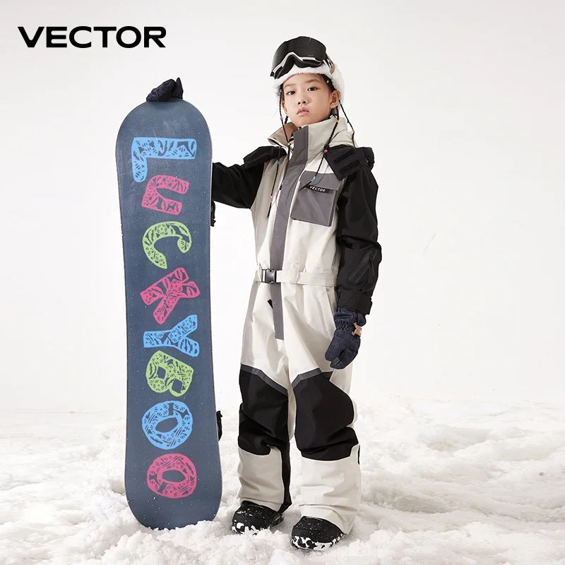 Immagine 3: Tuta da sci monopezzo per bambini spessi Giacca da snowboard per sport all'aria aperta Tuta da salto calda Tuta invernale impermeabile con cappuccio