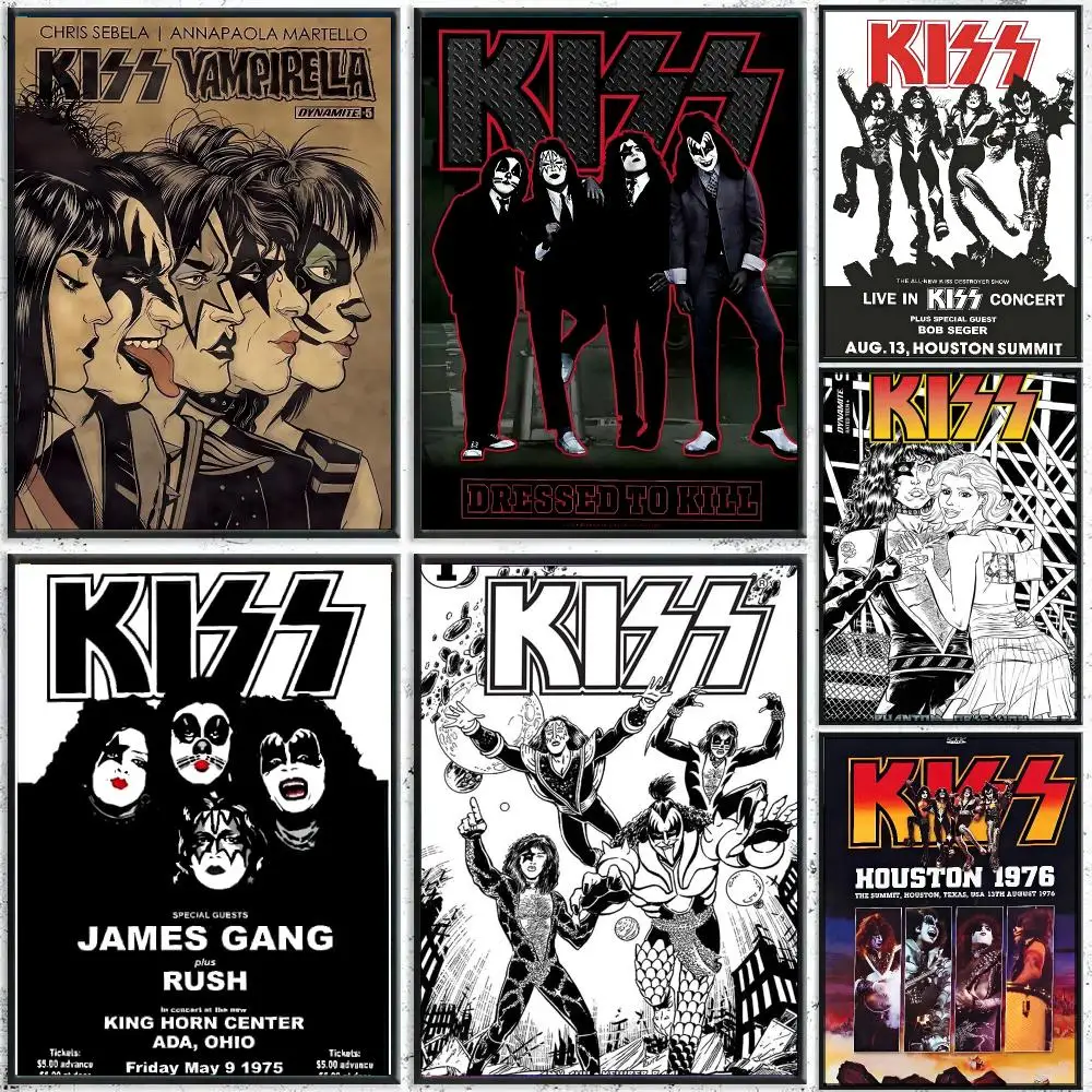 K-KISS Band Singer Retro Poster Perfect Sticker Self Adhesive for Office Home Theater Wall Art Decor Fancy Gift