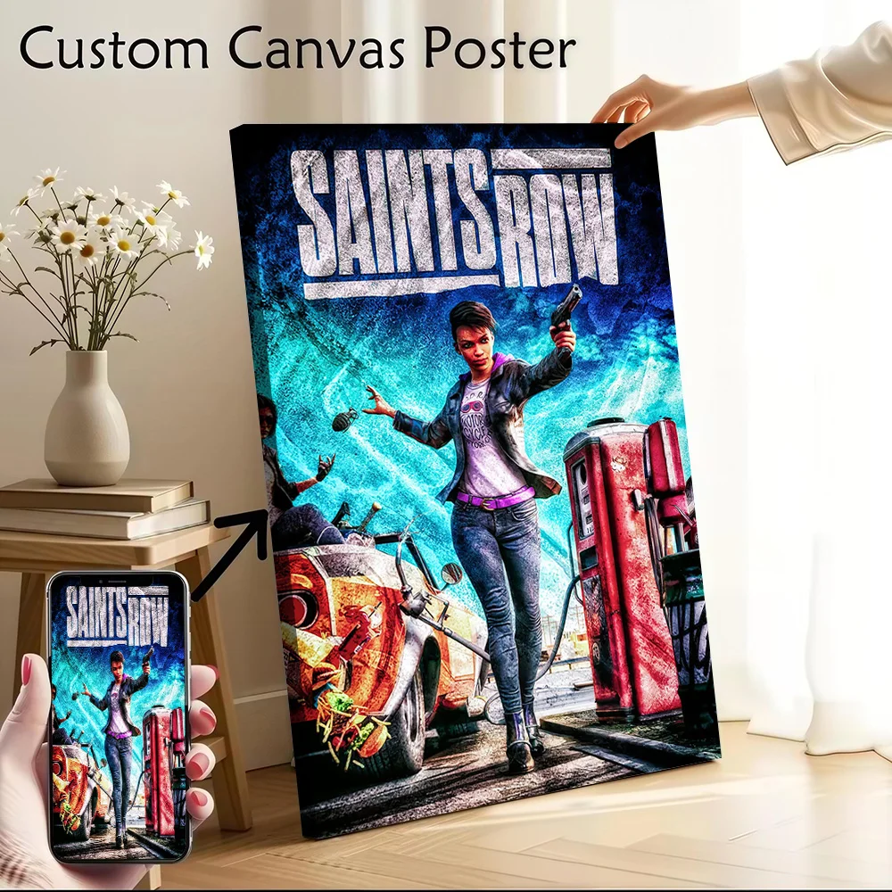Saints Row Game Cover Art Printed Canvas Poster Custom Pictures Wall Art Canvas Painting for Living Room Decorations Wand Deko
