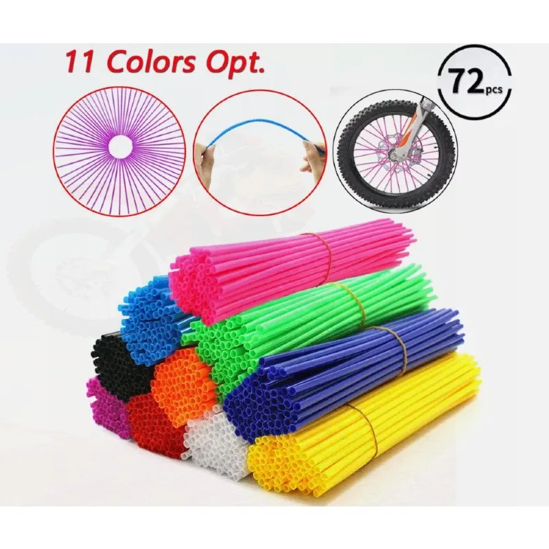 

72 Pcs Wheel Rim Spoke Wrap Kit Skin Cover for Bicycle Off-road Motorcycle Mountain Bike Color Sleeve Modification Accessories