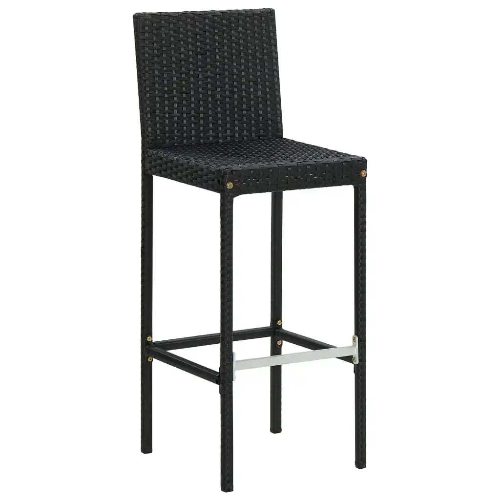 4Pcs Garden Bar Stools with Cushions powder Coated Steel Frame Poly Rattan Black Us Local Shipping