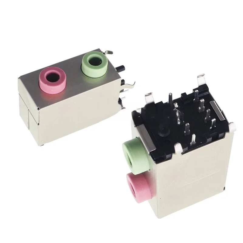 

PJ306E-3.5 Audio Socket Double Layer Audio Socket Three-Hole Two-Hole Headphone Socket Red Green Angled Plug