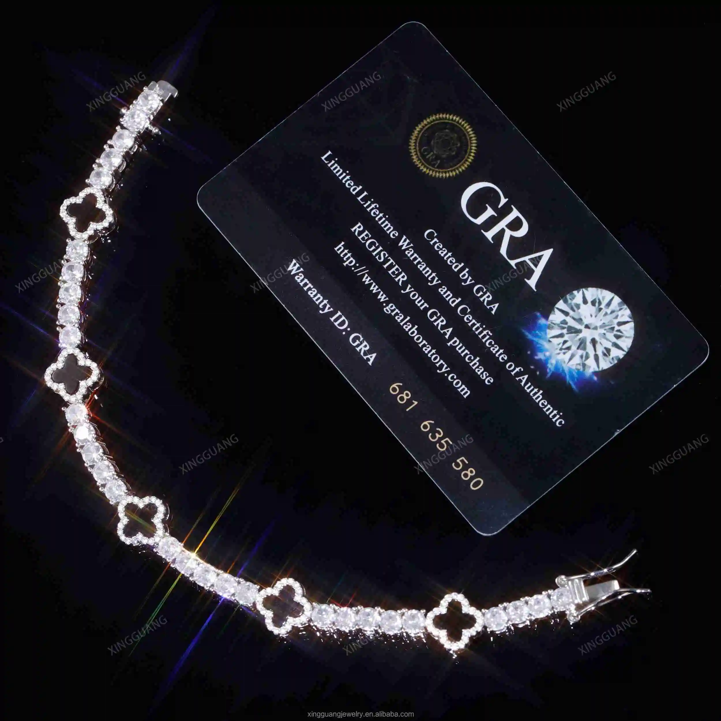 Clover Luxury Tennis Chain 925 Silver Bracelet diamond Vvs Moissanite 18K Gold Plated Pass diamond Tester GRA Certificate Unisex