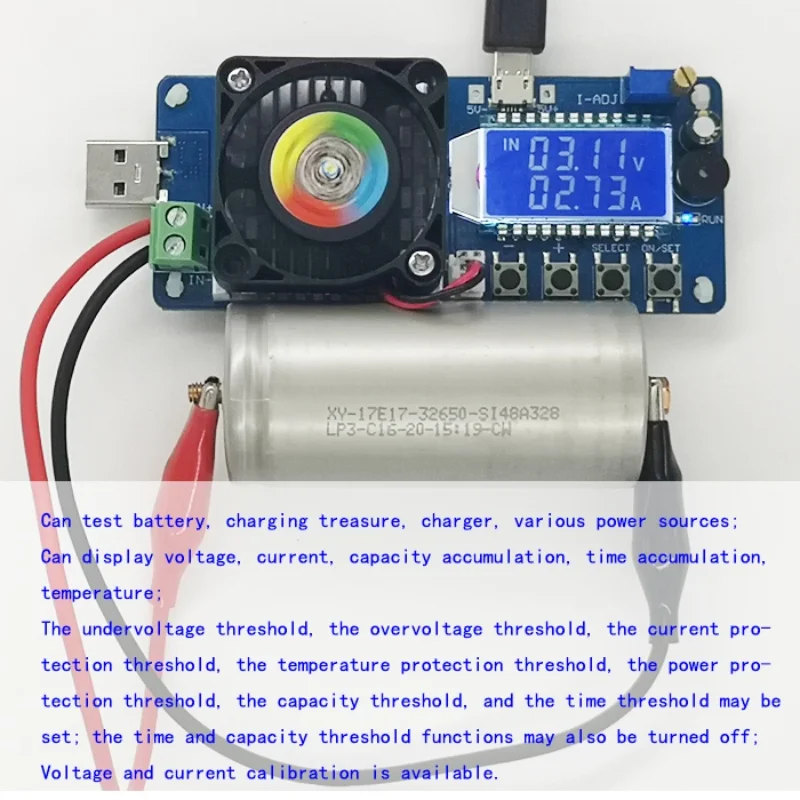 バッテリー容量テスター,電流,USB出力,調整可能な抵抗器,Fx25,fx35,4a,5a