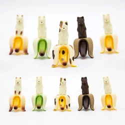 Gacha cápsula juguetes pelados plátano gatos figuras creativo gatito Mini modelo adornos de mesa regalos de cumpleaños para niños