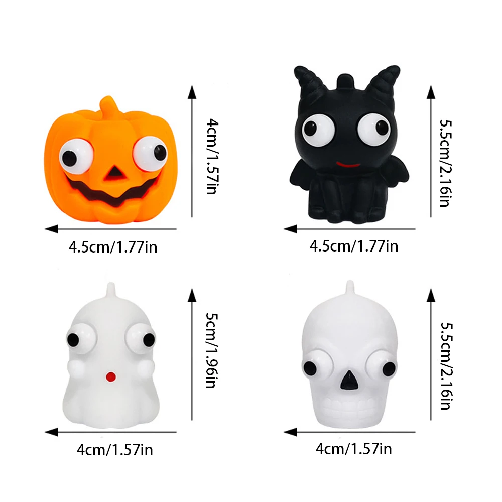 3pcs Random Halloween Pumpkin Ghost Squeeze Bumpy-eyed Decompression For Halloween Birthday Party Toy Supply