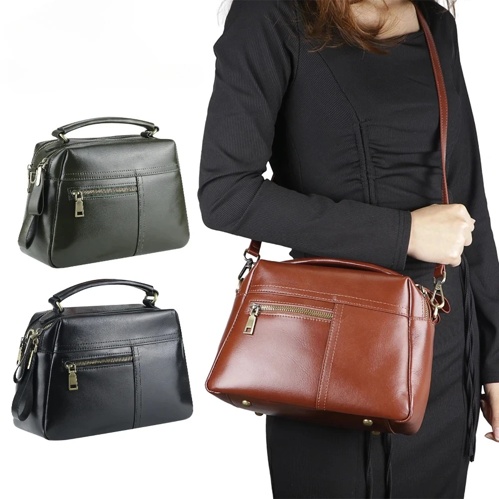 

Luxury Designer Fashion Casual Top-Handle Bags Ror Women Solid Genuine Leather Crossbody Shoulder Cluth Large Capacity Handbag
