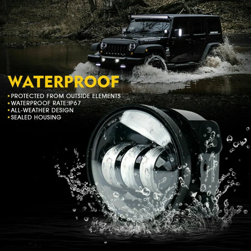 4 Inch Fog Light White Light Off-Road Vehicle Front Bumper Modification 30W LED Fog Light For 07-18 For Jeep Wrangler JK