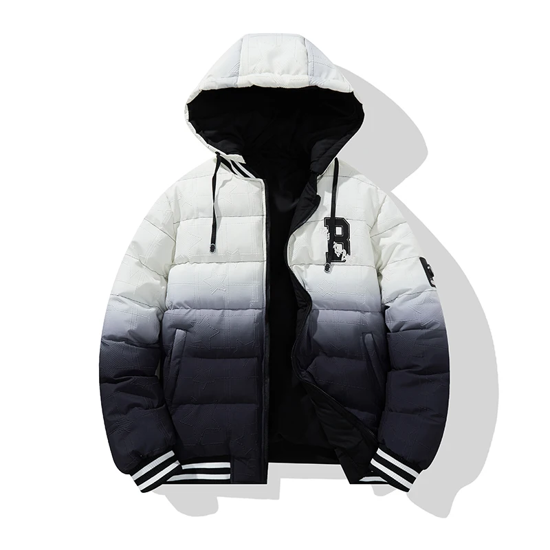 Double-sided hooded padded jacket, men's winter thickened warm padded jacket, 2024 loose padded jacket M-5XL