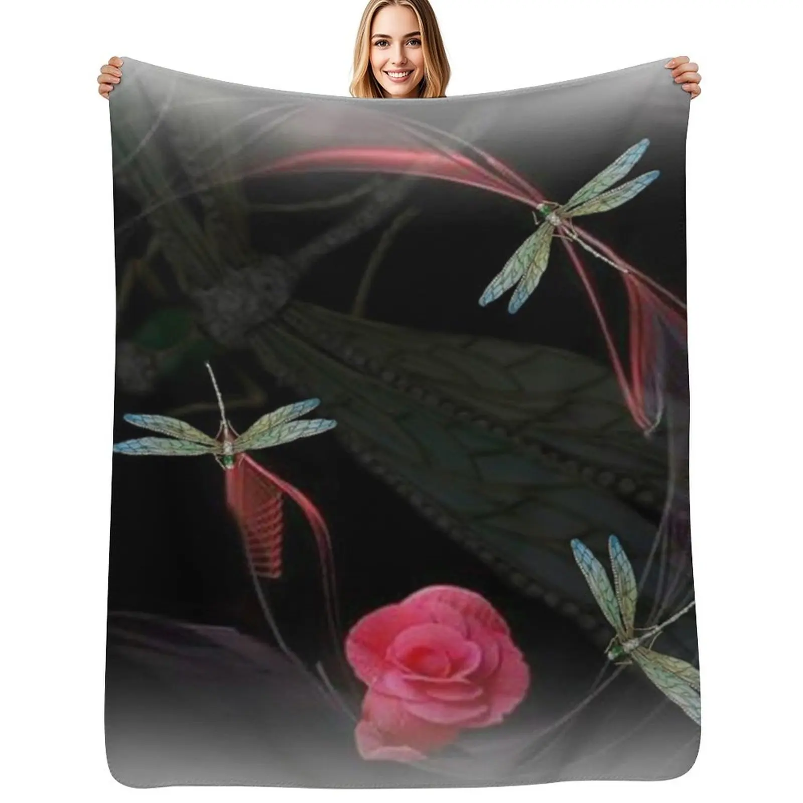 DRAGONFLY ANGELS Throw Blanket Cozy Microfiber Throw Blanket for Home Bedroom