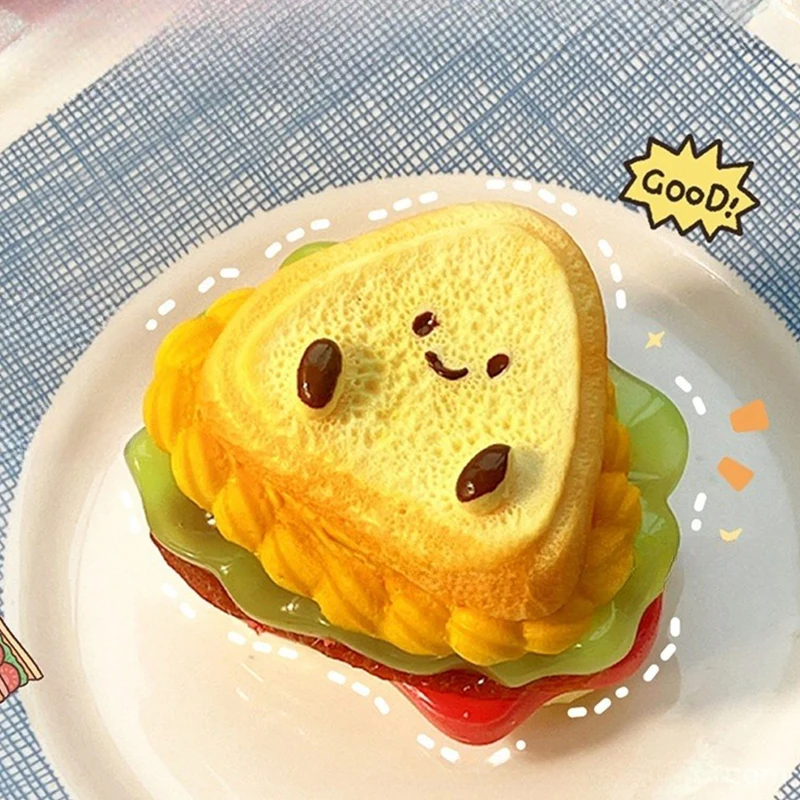 Cartoon Simulatie Sandwich Toast Knijpen Decompressie Speelgoed Leuke Hamburger Zachte Mochi Speelgoed Fidget Speelgoed Kind Volwassen Geschenken