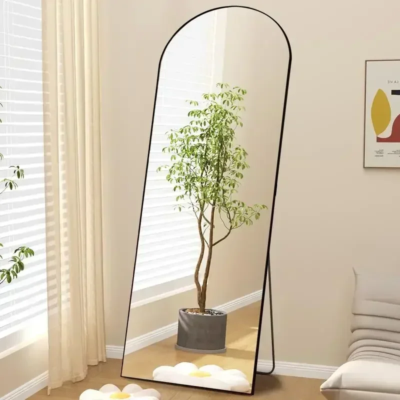 Full Length Body Mirror, Wall Mirror with Stand Aluminum Alloy Thin Frame, Floor Standing Mirror Hanging or Leaning Against Wall