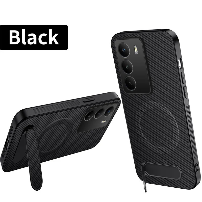 Kohlefaser Magnetische Kabellose Ladehalterung Handyhülle für Honor 600 500 400 Pro für Honor 600 Lite Kickstand Lederhülle