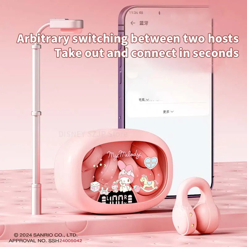 Sanrio X53 EarClip Bluetooth 5.4 TWS 이어 버드 스테레오 HD 통화 이어폰 소음 차단 무선 헤드폰 스포츠 헤드셋