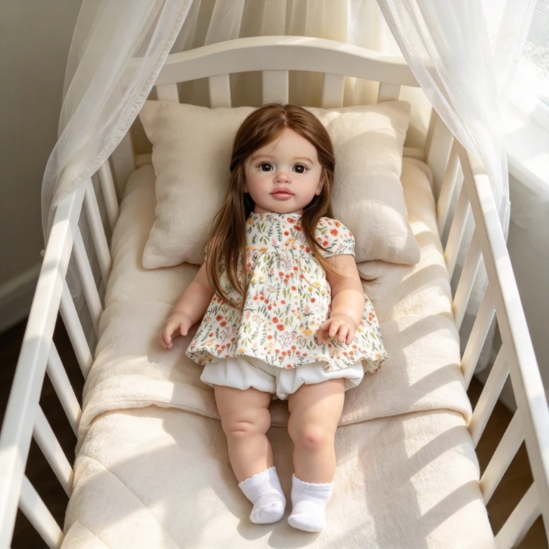 66cm Toddler Baby Doll Pippa Awake Baby with Visible Veins Hand Rooted Hair Doll