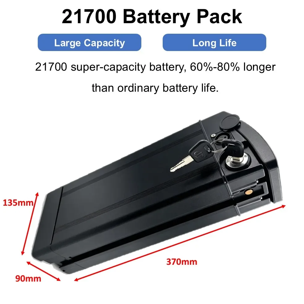 HAIBA 48V Battery for E-Bike 15Ah 20Ah 30Ah 21700 Cells with 54.6V Charger Smart BMS Lock Mount Rail  Electric Bicycle Batteria
