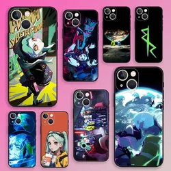 E-Edgerunners Cartoon C-Cyberpunk Phone Case For iPhone 16,15,14,13,12,11,Plus,Pro Max,XS,X,XR,SE,Mini,8,7 Soft Silicone Black