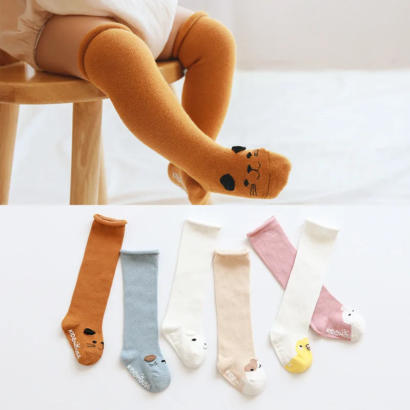 Cute Baby Long Socks Cartoon Animal Print Newborn Knee High Sock for Boy Girl Spring Autumn Cotton Anti Slip Toddler Floor Socks