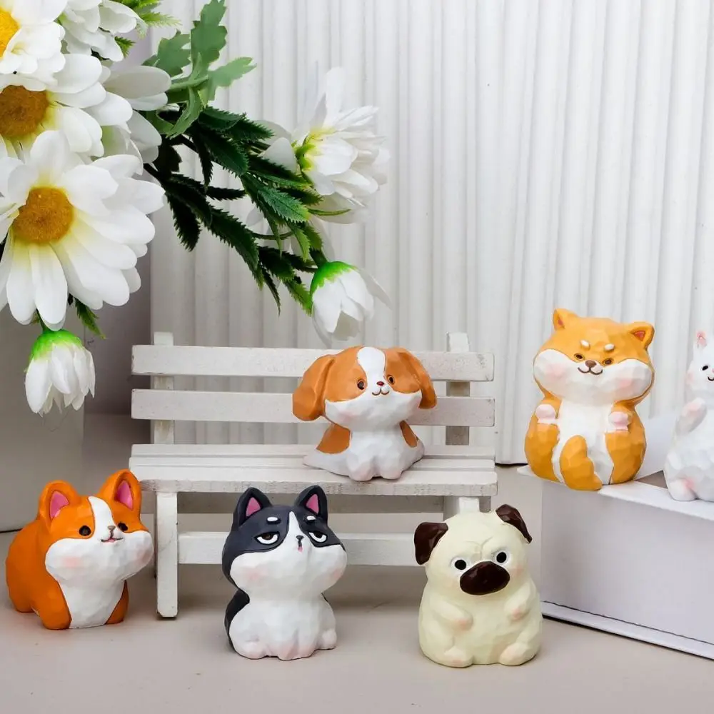 Puppy Statue 3D Husky Figurines Simulation Kawaii Shiba Inu Decoration Cartoon Creative Puppy Statue Home