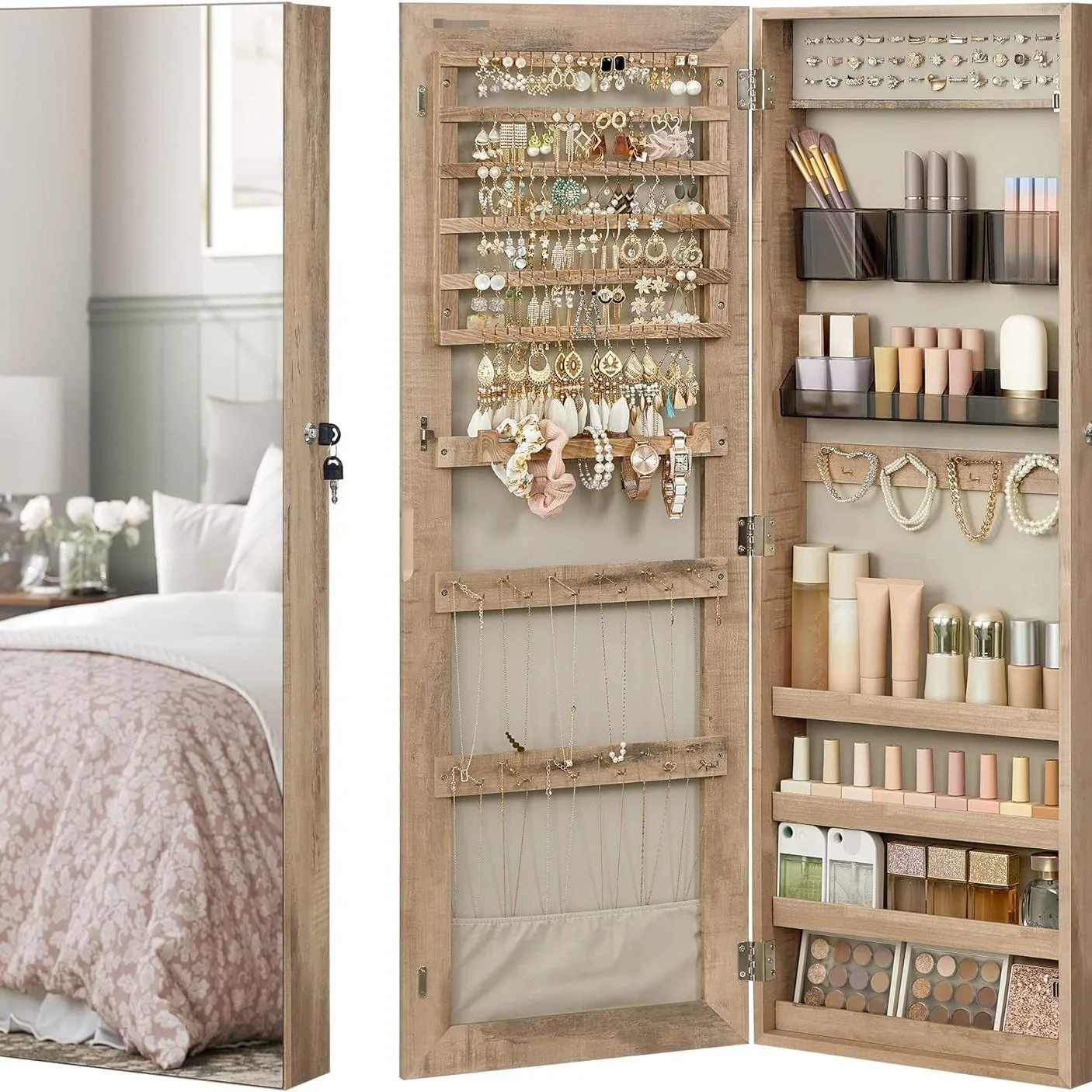 American style wall-mounted full-length mirror storage mirror-mounted cabinet fashion storage and decorative full-length