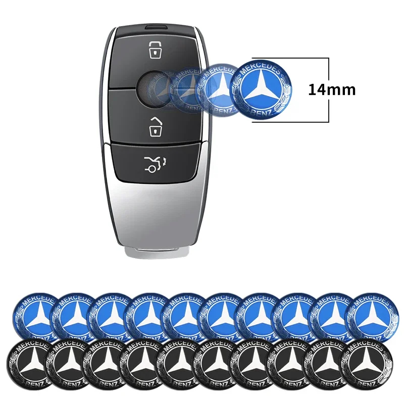 14mm Car Key Emblem Stickers Accessories For Mercedes Benz AMG E S C A B Class GLE GLS CLS GLC CLA GLA GLK GLB W205 W206 W221