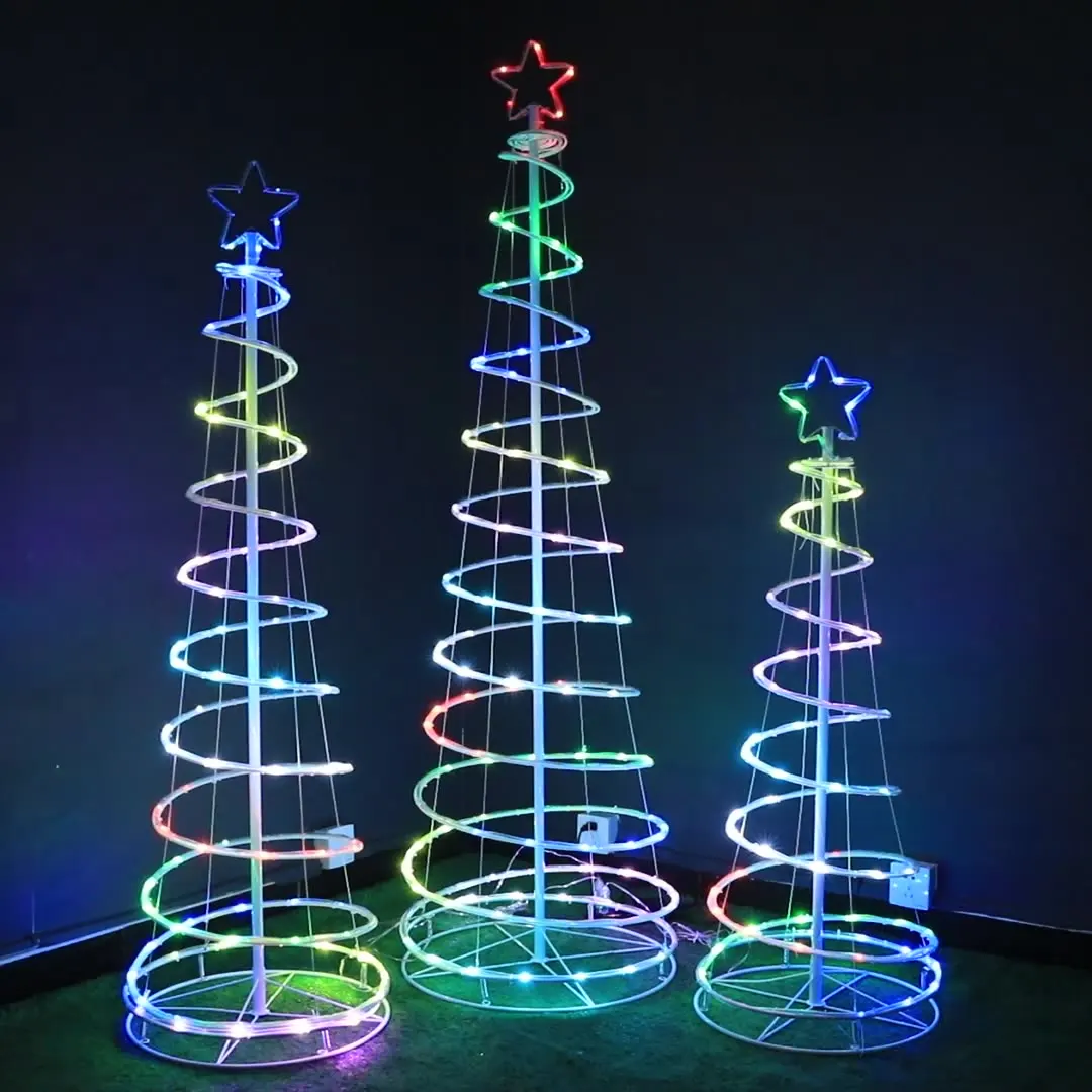 LED point-controlled RGB fantasy folding circle circling Christmas tree light telescopic tube spiral tree light