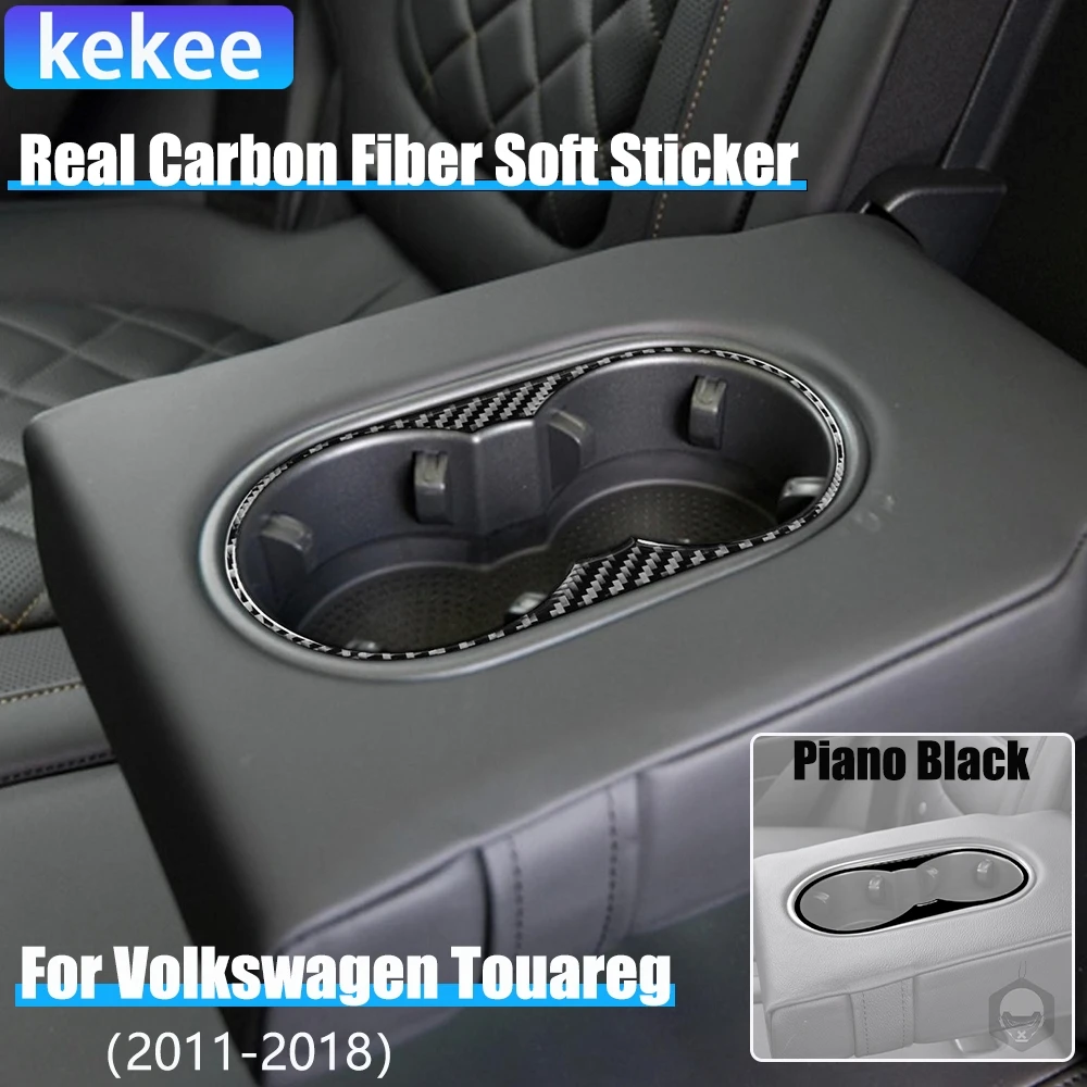 

Real Carbon Fiber Car Accessories Cup Holder Trim Cover Sticker For VW Touareg 7P MK2 2011 2012 2013 2014 2015 2016 2017 2018