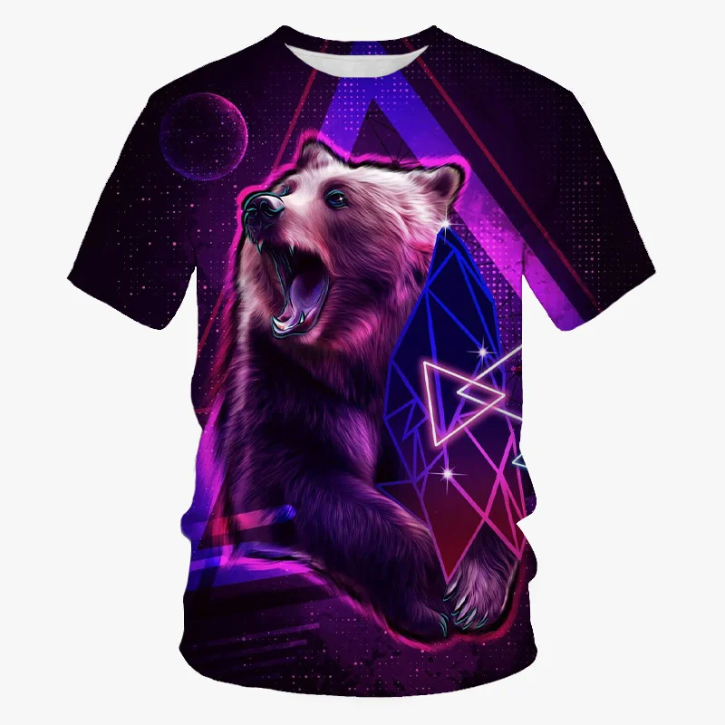 

3D Printing Beast Bear T-shirt Men's Casual Animal Pattern Round Neck T-shirt Top Cool Street Round Neck Summer T-shirt