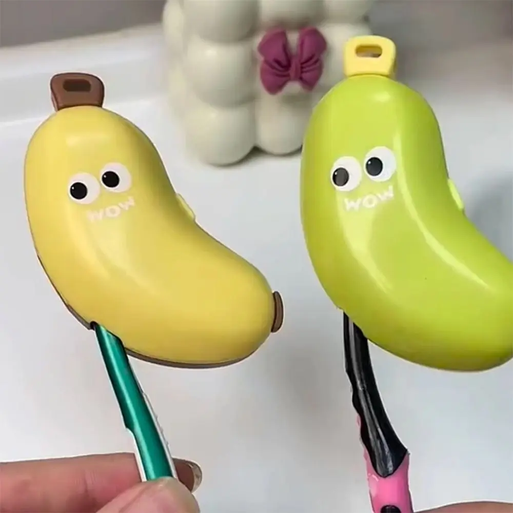 

Plastic Toothbrush Head Protective Cover Brush Protect Portable Toothbrush Case Cap Banana Shape 2in1 Toothbrush Dust Cap Cover