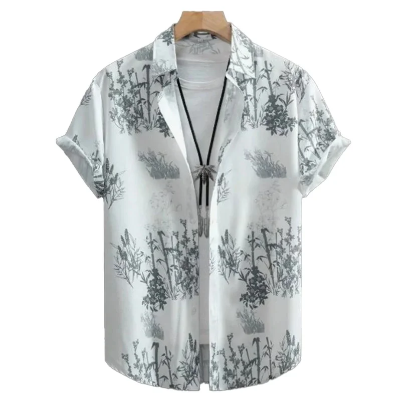 Full printed button up front shirt, spring/summer casual beach party short sleeved shirt, men's and women's clothing