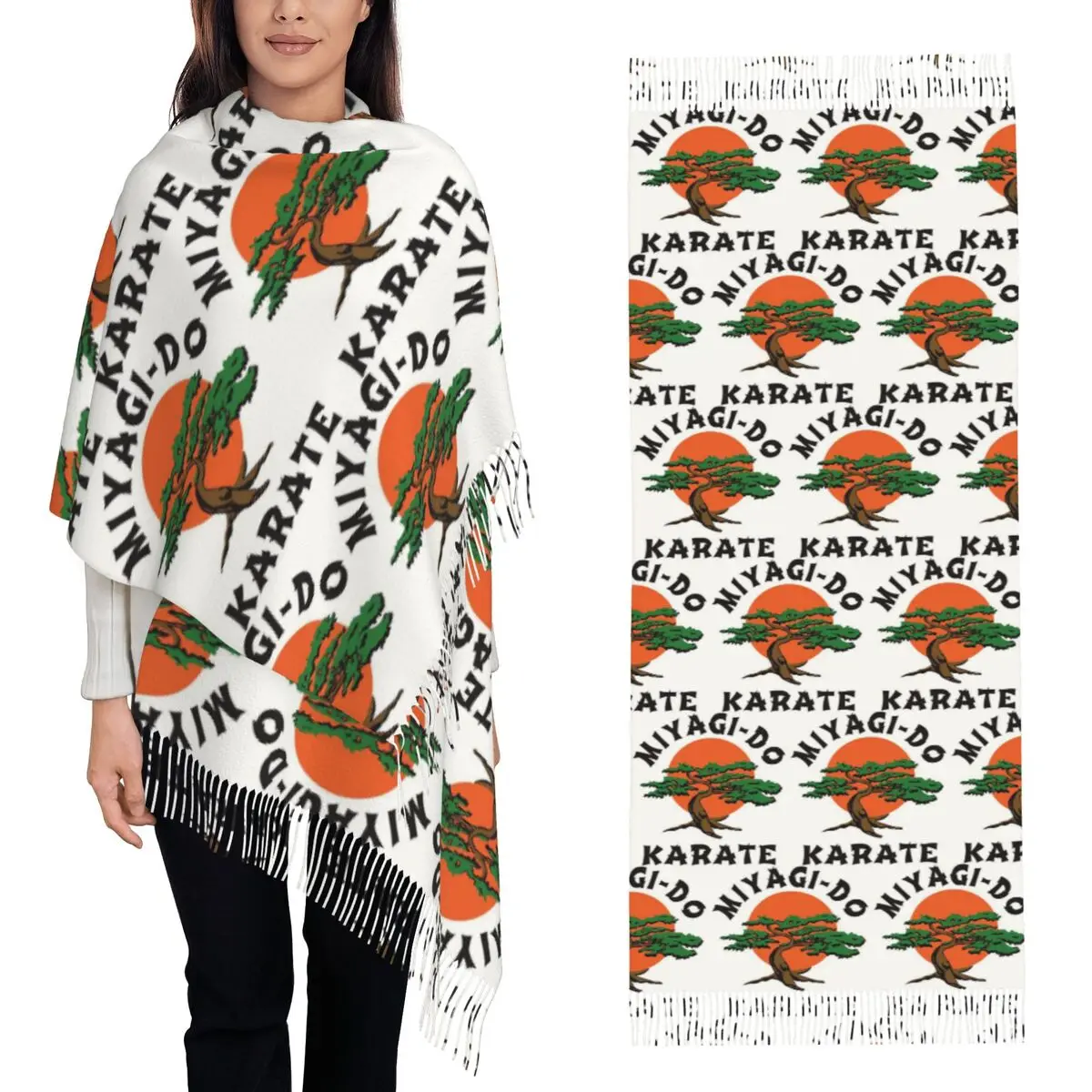 

Miyagi Do Karate Scarf Tassel Scarves for Women Soft Warm Shawls and Wraps Long Fall Winter Shawl Wrap