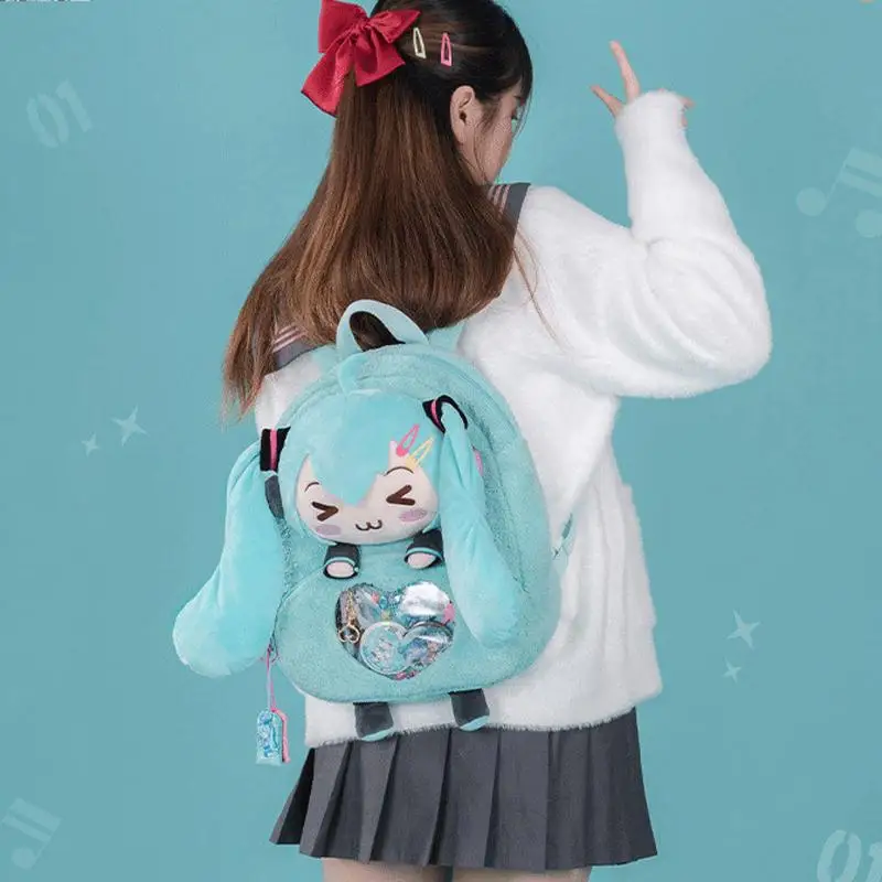 Hatsune miku anime kawaii mochila de pelúcia infantil para meninas de alta qualidade criativa fufu saco de armazenamento saco de viagem presente de natal